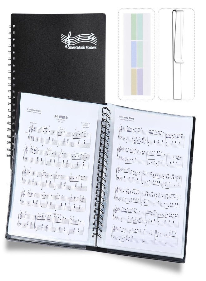 Musfunny Piano Sheet Music Folder Organizer: 40 Plastic Sleeves Display 80 Pages Spiral Music Binder Organizer - Size Letter 8.5 x 11 Storage Folder for Choral Band Orchestra Choir (Black) - Image 1