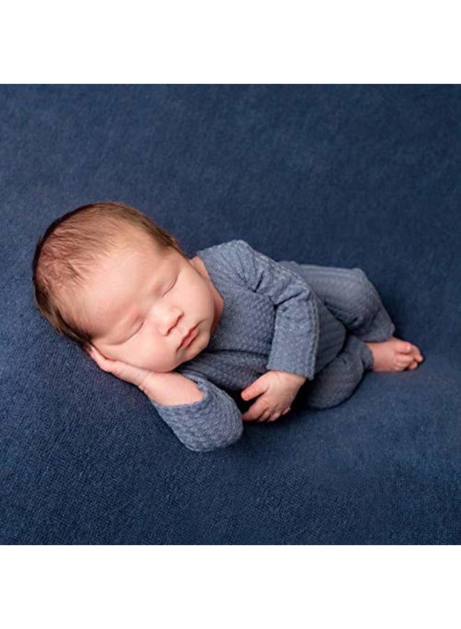 Winmany Baby Crochet Knit Photo Photography Prop Outfits, Newborn Photo Prop Romper Hats Costume Accessories for Newborn Boys Girls, Blue, 2 Count (Pack of 1) - Image 4