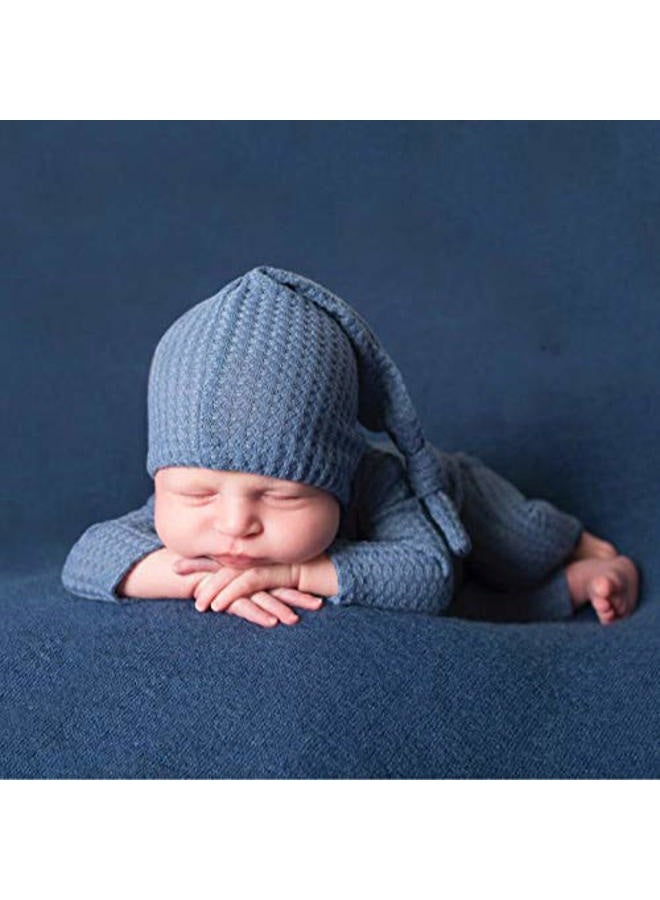 Winmany Baby Crochet Knit Photo Photography Prop Outfits, Newborn Photo Prop Romper Hats Costume Accessories for Newborn Boys Girls, Blue, 2 Count (Pack of 1) - Image 3