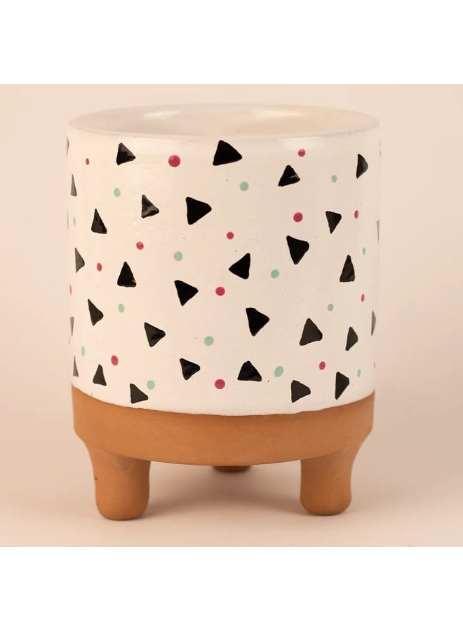 Handmade pottery empty pot - white - 13*11 cm