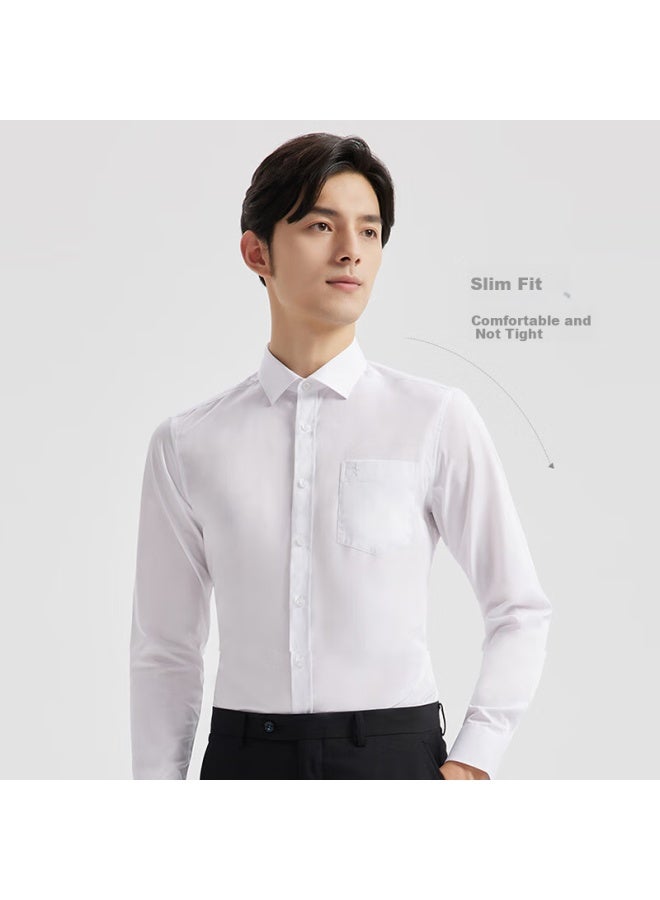 Tries Men's Breathable Cotton Shirt Spring And Summer Business White Shirt Long Sleeve Professional Top Multi-color Formal Solid Color - Image 1