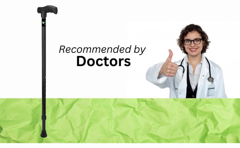 Dr. TORSO Walking Stick with Adjustible Height Stainless Steel Body for Patients, Old People or Physically Challenged (Chrome) Grey - Image 5