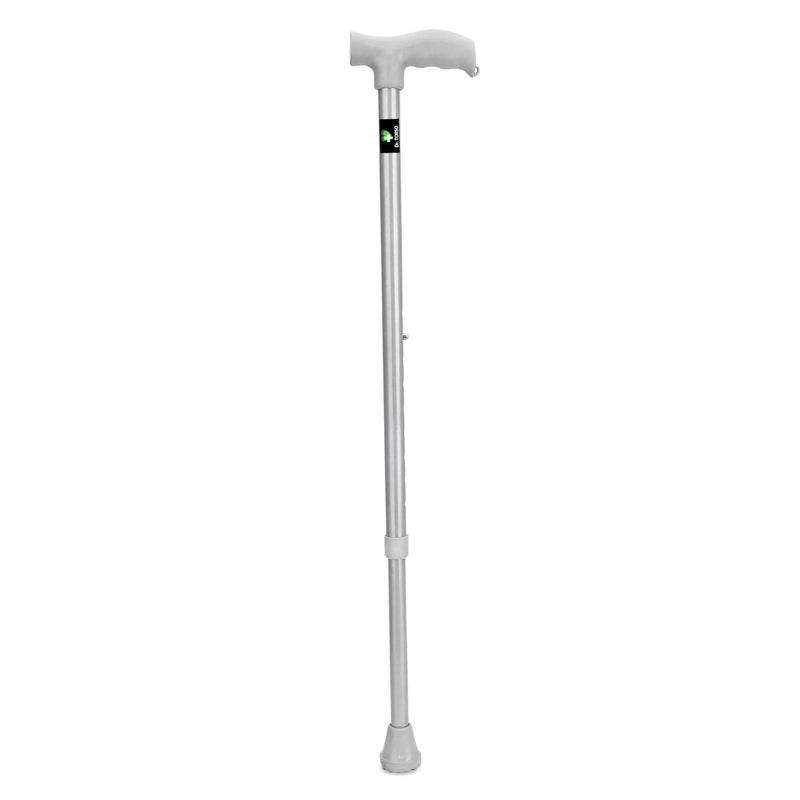 Dr. TORSO Walking Stick with Adjustible Height Stainless Steel Body for Patients, Old People or Physically Challenged (Chrome) Grey - Image 1