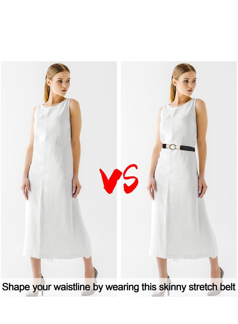 Skinny Belts for Women 5 Pack, Fashion Dress Belts Stretch Women Waist Belts Plus Size Elastic Waist Band for Dresses - Image 5