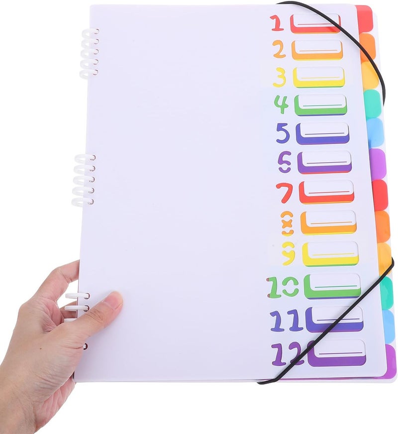 A4 Expanding File Folder Organizer 12-Layer Tab Folder Document Organizer White Multi-Pocket Office and School Filing for Receipts and Bills - Image 3
