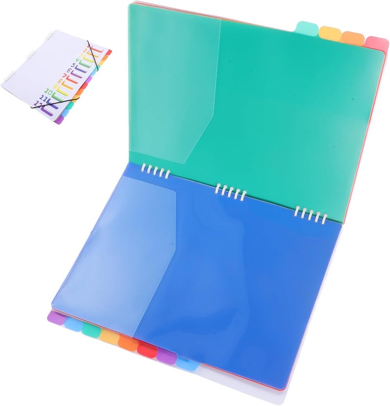 A4 Expanding File Folder Organizer 12-Layer Tab Folder Document Organizer White Multi-Pocket Office and School Filing for Receipts and Bills - Image 1