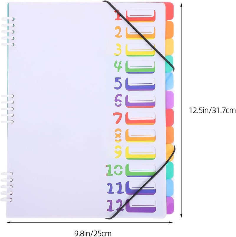 A4 Expanding File Folder Organizer 12-Layer Tab Folder Document Organizer White Multi-Pocket Office and School Filing for Receipts and Bills - Image 2