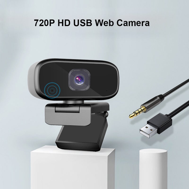 720P HD Webcam Laptop Computer Camera Clip-on PC Web Camera USB Plug-and-Play with Microphone & 3.5mm Audio Plug for Live Streaming Video Calling Online Meeting Teaching - Image 3