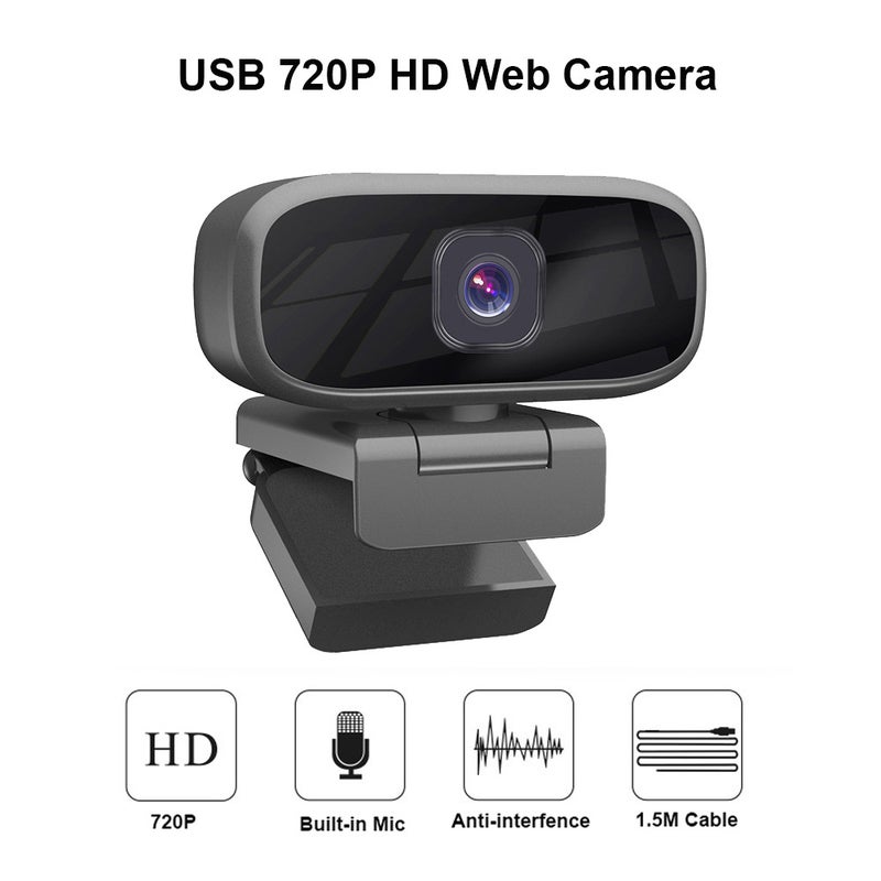 720P HD Webcam Laptop Computer Camera Clip-on PC Web Camera USB Plug-and-Play with Microphone & 3.5mm Audio Plug for Live Streaming Video Calling Online Meeting Teaching - Image 2