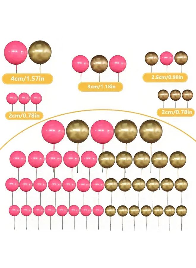 22Pcs Cake Decorating Balls Golden Light Pink Mixed Sizes Birthday Wedding Plugs - Image 3