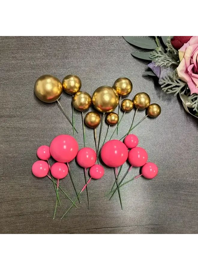 22Pcs Cake Decorating Balls Golden Light Pink Mixed Sizes Birthday Wedding Plugs - Image 5