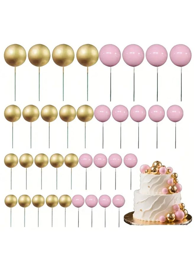 22Pcs Cake Decorating Balls Golden Light Pink Mixed Sizes Birthday Wedding Plugs - Image 1