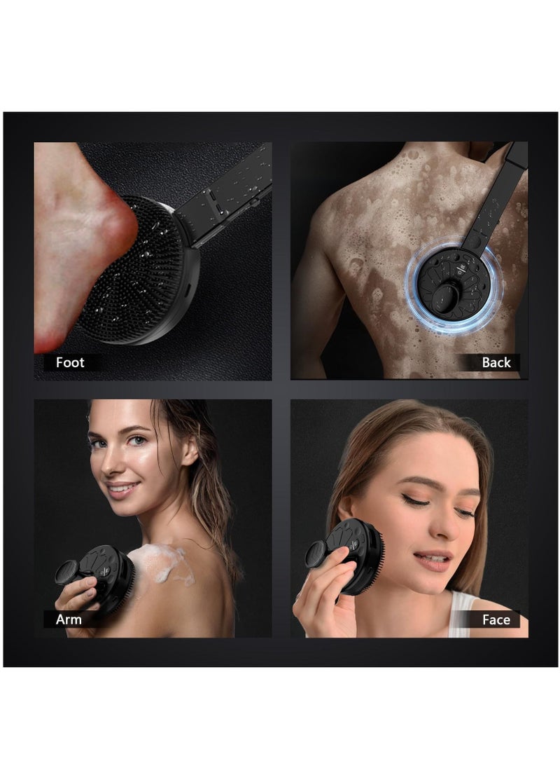 Upgraded Sonic Electric Body Scrubber Pro - Waterproof Massage Brush with Charcoal-Infused Silicone Bristles for Deep Cleaning, Featuring 4 Settings & 2 Speeds. - Image 5