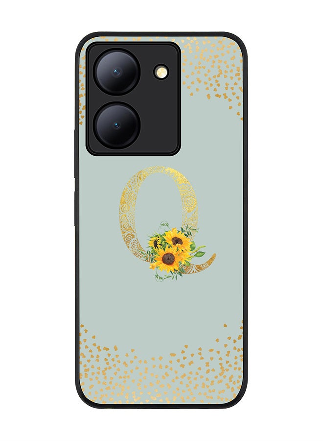 Stylizedd Case for Vivo Y27s/ Vivo Y27 5G, Slim fit Flexible Cover Custom Monogram Initial Letter Floral Mandala Pattern Alphabet - Q (Light Grey) - Image 1