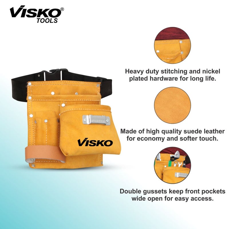 Visko Tools Visko VLB 027 Tools Kit With Large Bag Apron Tool Bag 5 Pockets Belt Welding Hand Gloves  - Image 2
