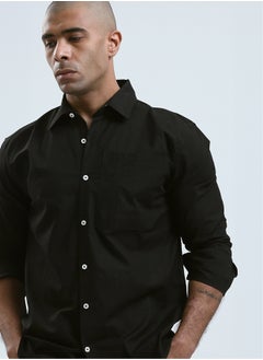 RAVIN Regular Fit Black Shirt with Full Buttons  - Image 4