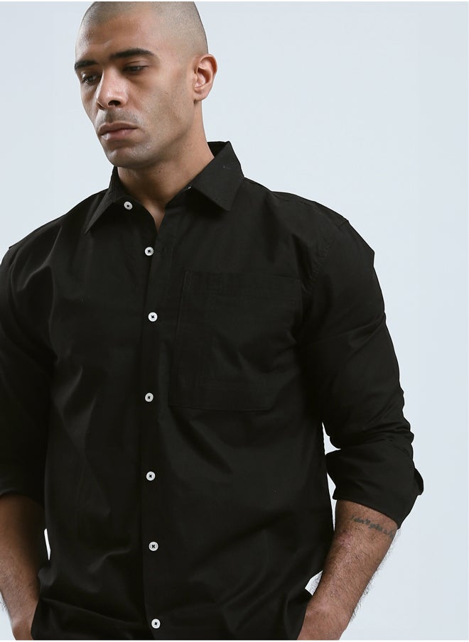 RAVIN Regular Fit Black Shirt with Full Buttons  - Image 4