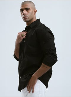 RAVIN Regular Fit Black Shirt with Full Buttons  - Image 2