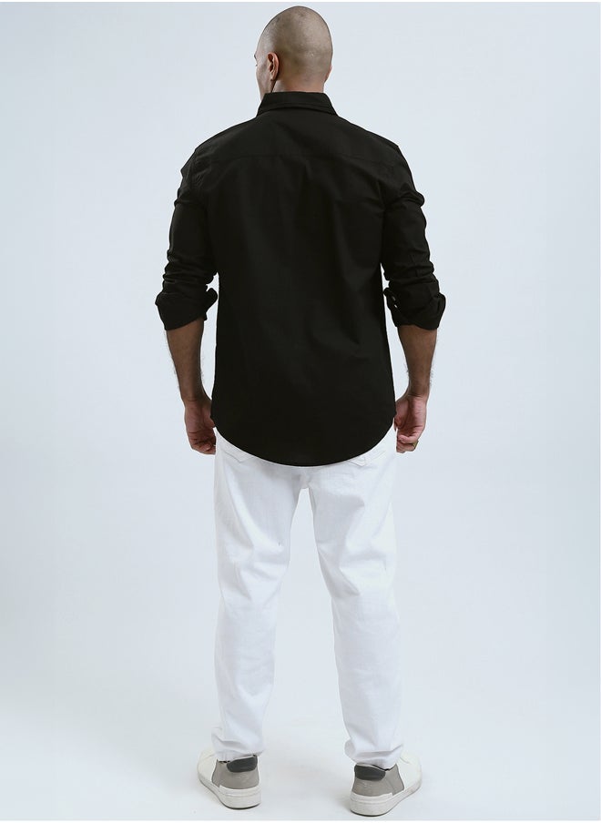 RAVIN Regular Fit Black Shirt with Full Buttons  - Image 5