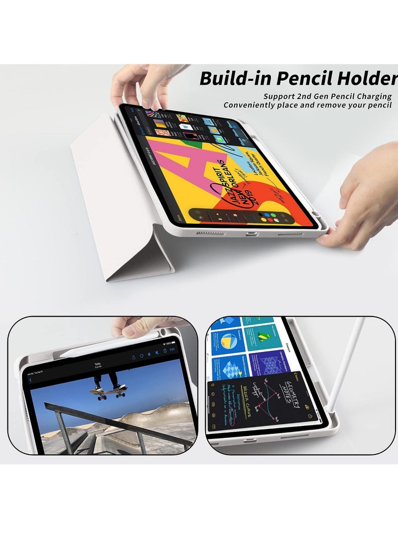 روك بو حافظة لجهاز iPad Air 11 بوصة (M3/M2) 2025/2024، iPad Air 5 10.9 بوصة (2022)/Air 4 10.9 بوصة (2020) مع حامل قلم، غطاء رفيع للكمبيوتر اللوحي مع ظهر ناعم من مادة TPU، غطاء إيقاظ/سكون تلقائي لجهاز Air 6/7 11 بوصة/Air 4/Air 5 10.9 بوصة - Image 5