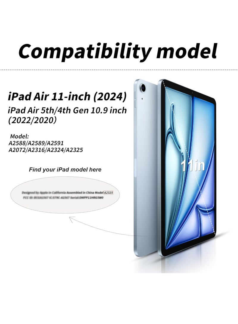 روك بو حافظة لجهاز iPad Air 11 بوصة (M3/M2) 2025/2024، iPad Air 5 10.9 بوصة (2022)/Air 4 10.9 بوصة (2020) مع حامل قلم، غطاء رفيع للكمبيوتر اللوحي مع ظهر ناعم من مادة TPU، غطاء إيقاظ/سكون تلقائي لجهاز Air 6/7 11 بوصة/Air 4/Air 5 10.9 بوصة - Image 2