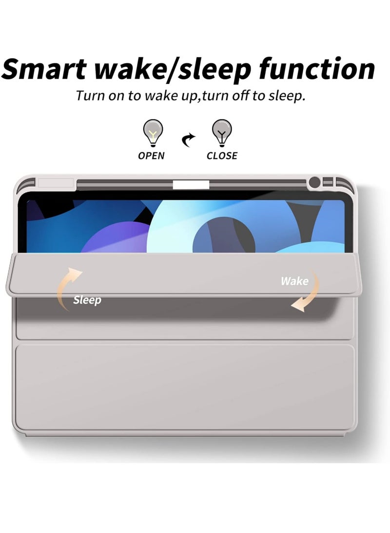 روك بو حافظة لجهاز iPad Air 11 بوصة (M3/M2) 2025/2024، iPad Air 5 10.9 بوصة (2022)/Air 4 10.9 بوصة (2020) مع حامل قلم، غطاء رفيع للكمبيوتر اللوحي مع ظهر ناعم من مادة TPU، غطاء إيقاظ/سكون تلقائي لجهاز Air 6/7 11 بوصة/Air 4/Air 5 10.9 بوصة - Image 3
