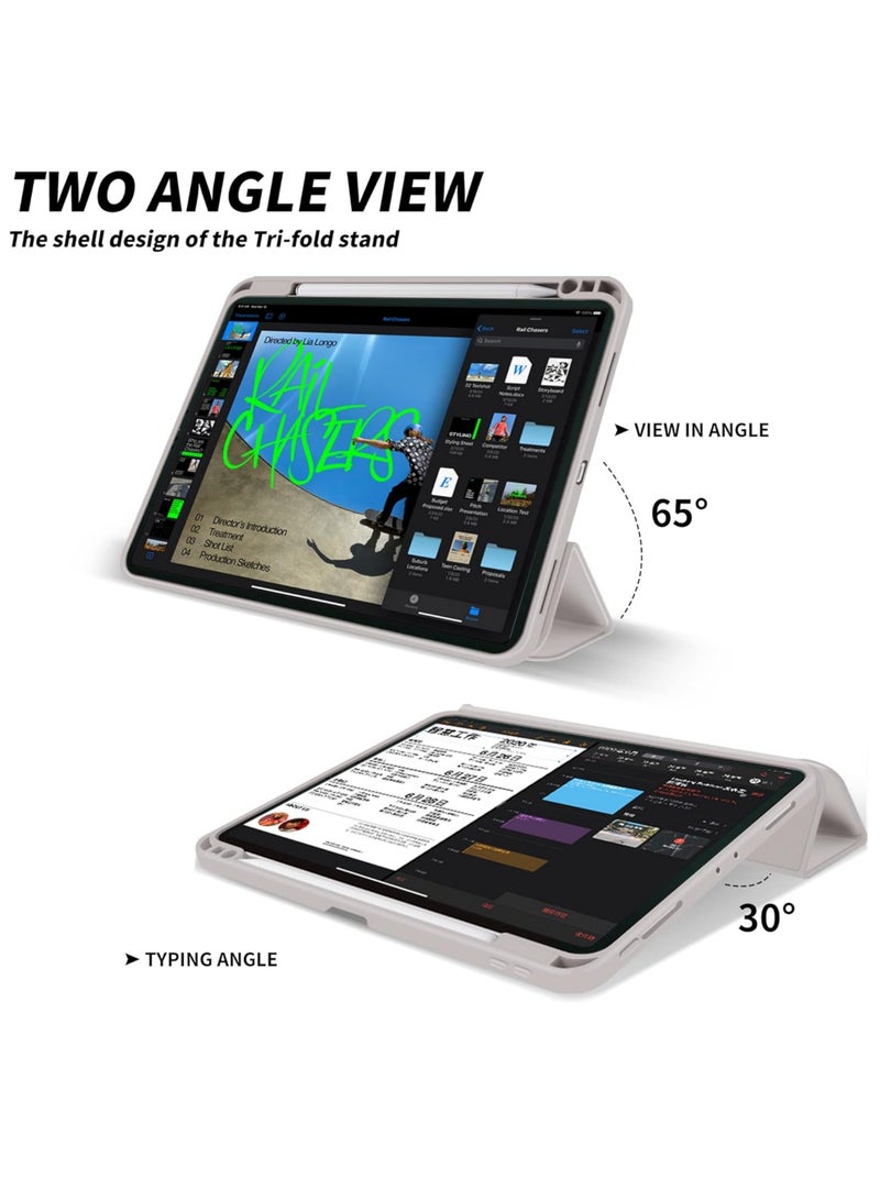 روك بو حافظة لجهاز iPad Air 11 بوصة (M3/M2) 2025/2024، iPad Air 5 10.9 بوصة (2022)/Air 4 10.9 بوصة (2020) مع حامل قلم، غطاء رفيع للكمبيوتر اللوحي مع ظهر ناعم من مادة TPU، غطاء إيقاظ/سكون تلقائي لجهاز Air 6/7 11 بوصة/Air 4/Air 5 10.9 بوصة - Image 4