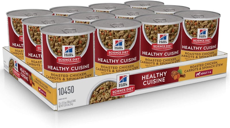 Hills Science Diet Healthy Cuisine Adult 16 Great Taste Wet Dog Food Roasted Chicken Carrots  Spinach Stew 125 oz Can Case of 12 - Image 2