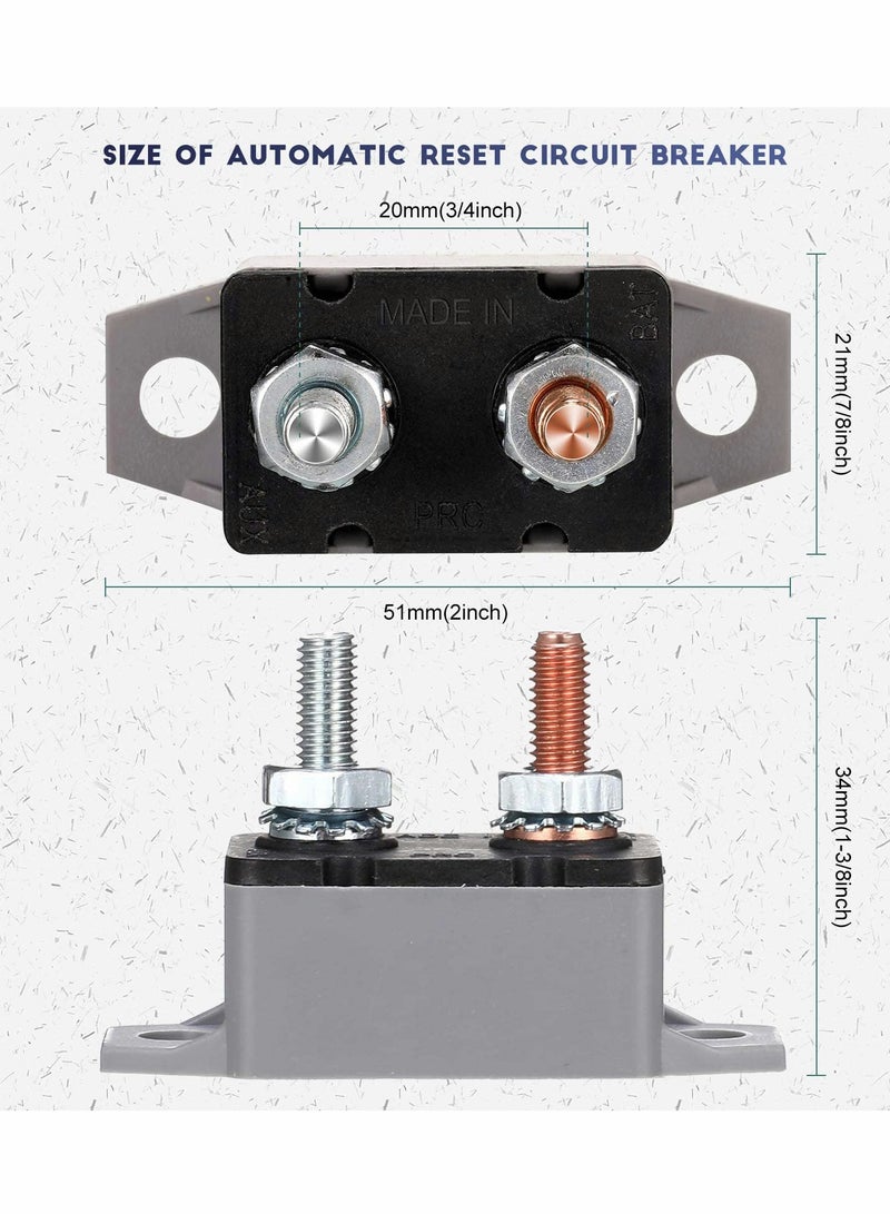 Circuit Breaker, 4 Pieces Dc 50A 12V - 24V Automatic Reset Circuit Breakers  with Cover Stud Bolt for Automotive and More - Image 5