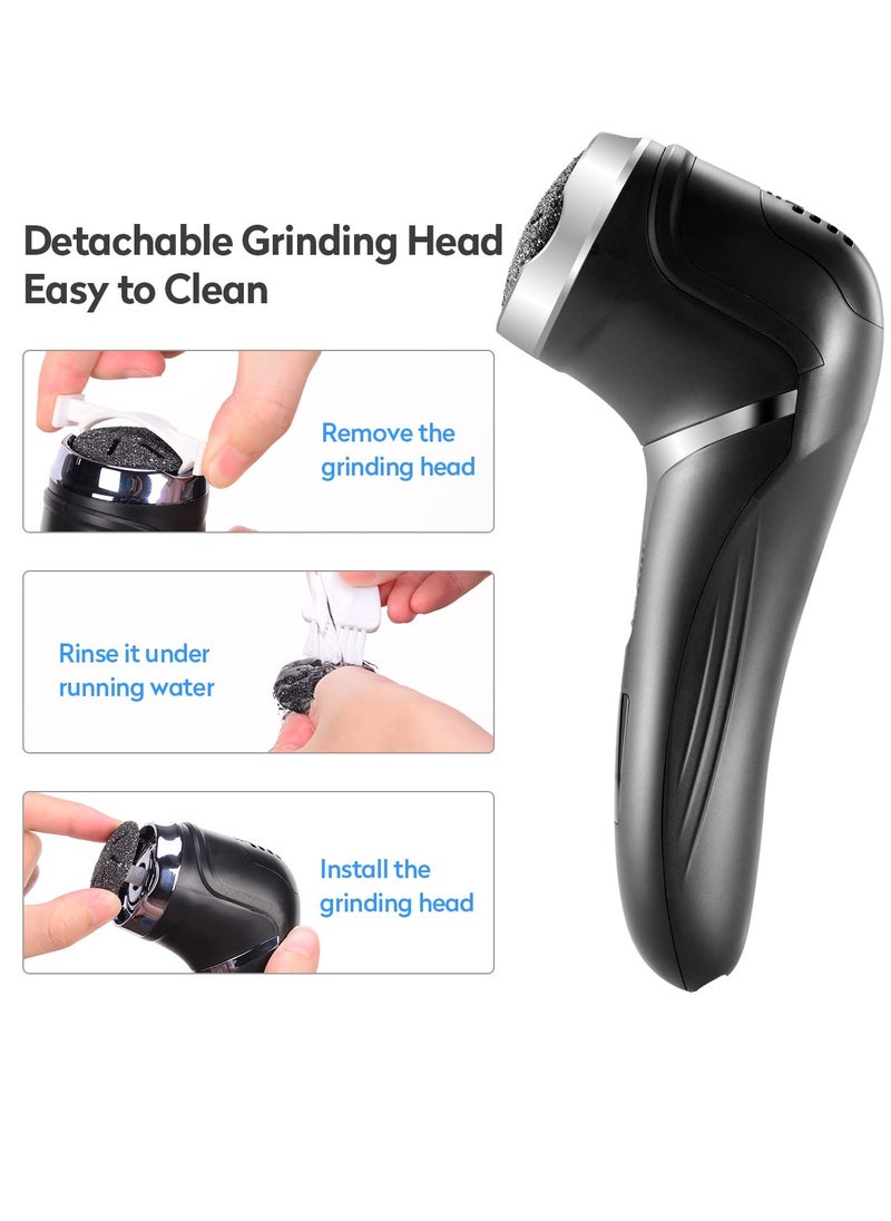 SYOSI Foot Callus Remover Rechargeable Electric Foot File with Ergonomic design and Waterproof for Dry Hard Dead Skin and Cracked Heels Professional Pedicure Tool with 3 Grinding Heads and 2 Speeds  - Image 3