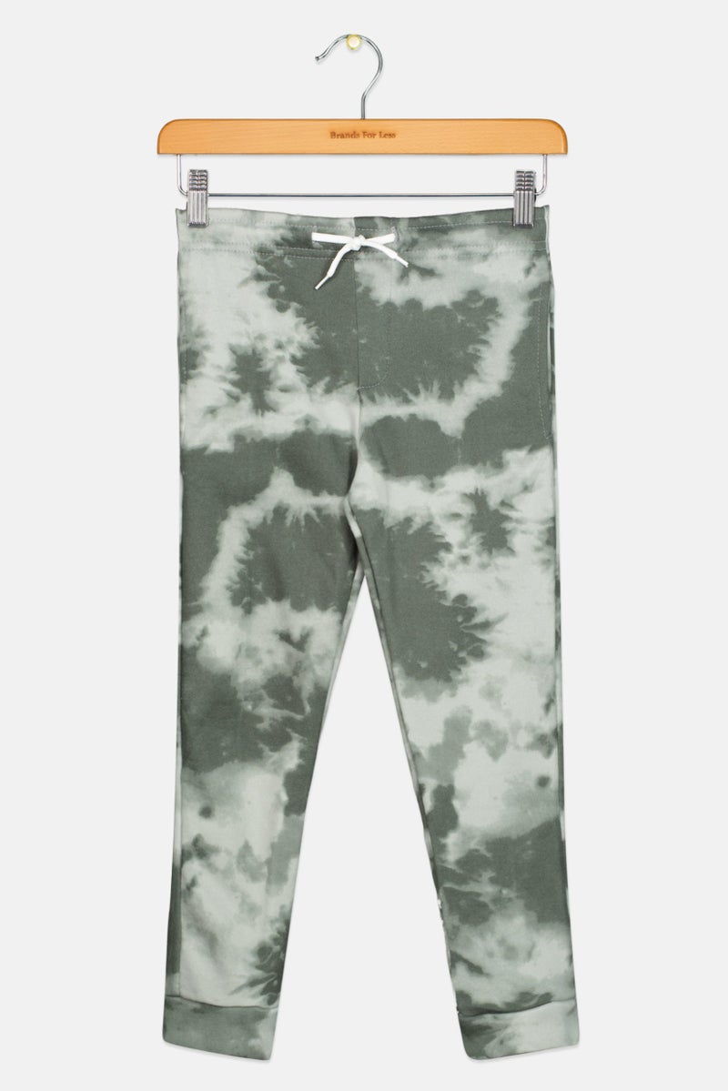 brooklyn Kids Boy Pull On Tie Dye Joggers Pant, Olive Combo - Image 1