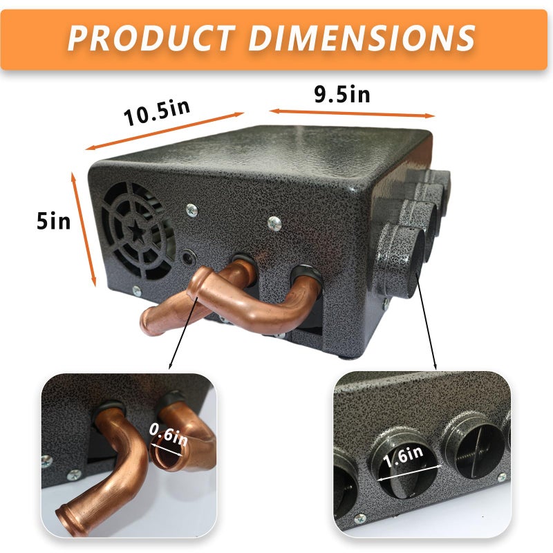 XuSha 8000 BTU 4 Ports 12 Volt Universal Car Truck Fan Heater Air Heater Diesel Portable Parking Heater Low Profile Universal Auxiliary Cab Heater - Image 2