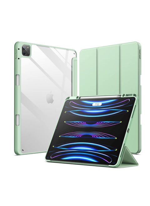 Pad Pro 12.9 Case 6th/5th/4th/3rd Generation 2022/2021/2020/2018,Clear Shockproof Back Cover Built-in Pencil Holder,Auto Sleep/Wake (