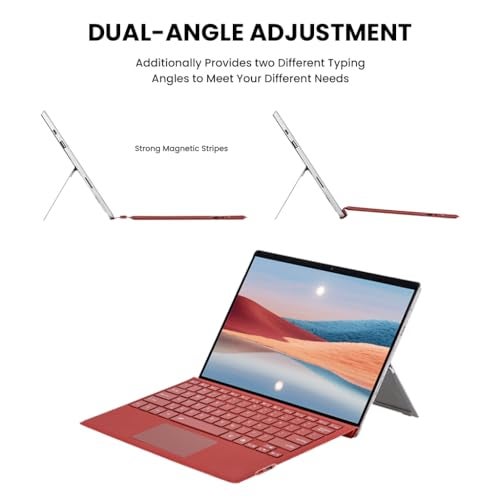 Concept Kart Keyboard for Microsoft Surface Pro 3/4/5/6/7 Ultra-Slim Wireless Bluetooth Keyboard with Trackpad, 7-Color LED Backlit, Grey (Surface Pro 3/4/5/6/7 Keyboard (Red-with Backlit)) - Image 4