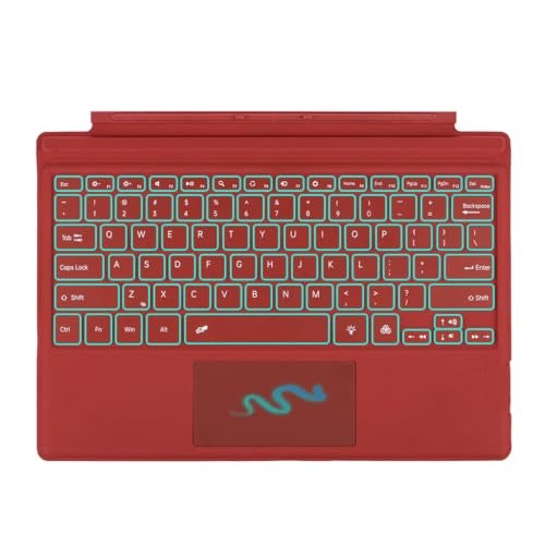 Concept Kart Keyboard for Microsoft Surface Pro 3/4/5/6/7 Ultra-Slim Wireless Bluetooth Keyboard with Trackpad, 7-Color LED Backlit, Grey (Surface Pro 3/4/5/6/7 Keyboard (Red-with Backlit)) - Image 1