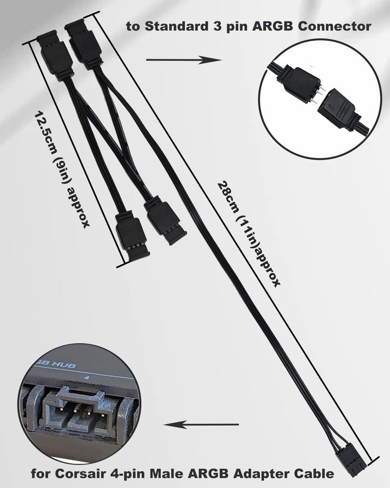 Luckam 4 Pin RGB Adapter for Corsair Commander Core and iCUE Commander CORE XT, 1 to 4 ARGB Splitter Extension Cable Connect to 5V 3-Pin ARGB Devices 19-in - Image 4