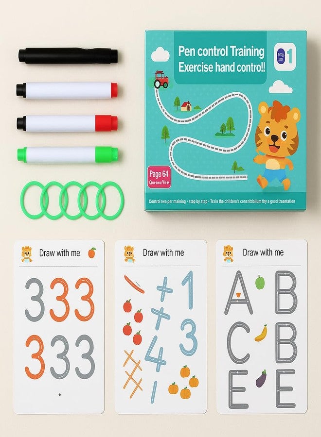 EDICON 64 Pages Magical Tracing Workbook Set | Reusable Handwriting Practice Book with Pen | Alphabet & Number Learning | Preschool Educational Writing Book for Kids (1) - Image 1
