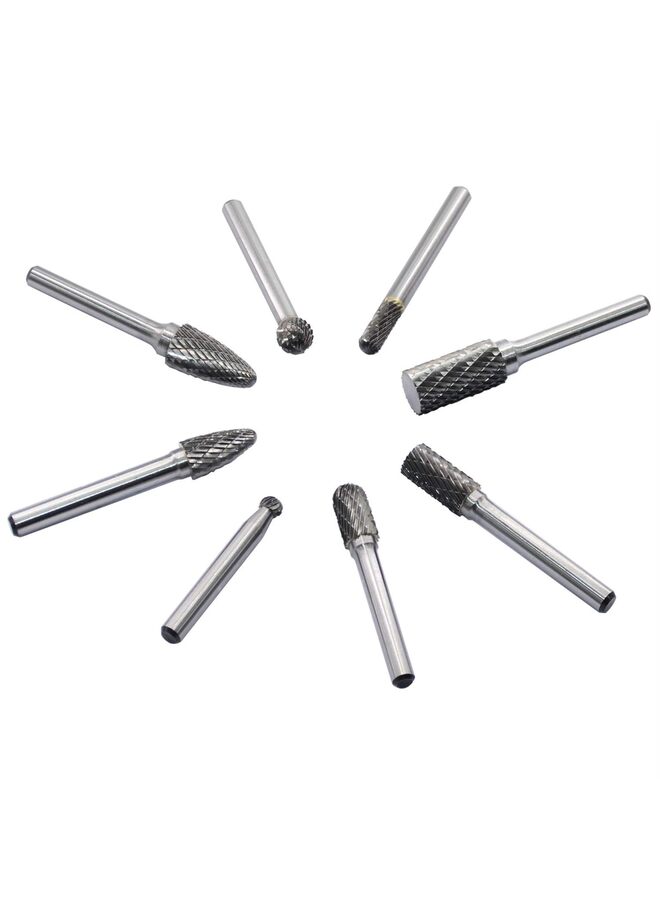 8pcs Carbide Burr Set Solid Power Tools Tungsten Carbide Rotary Files Bits for Die Grinder Metal Wood Carving Engraving Polishing Drilling Grinding Milling Cutting - Image 3