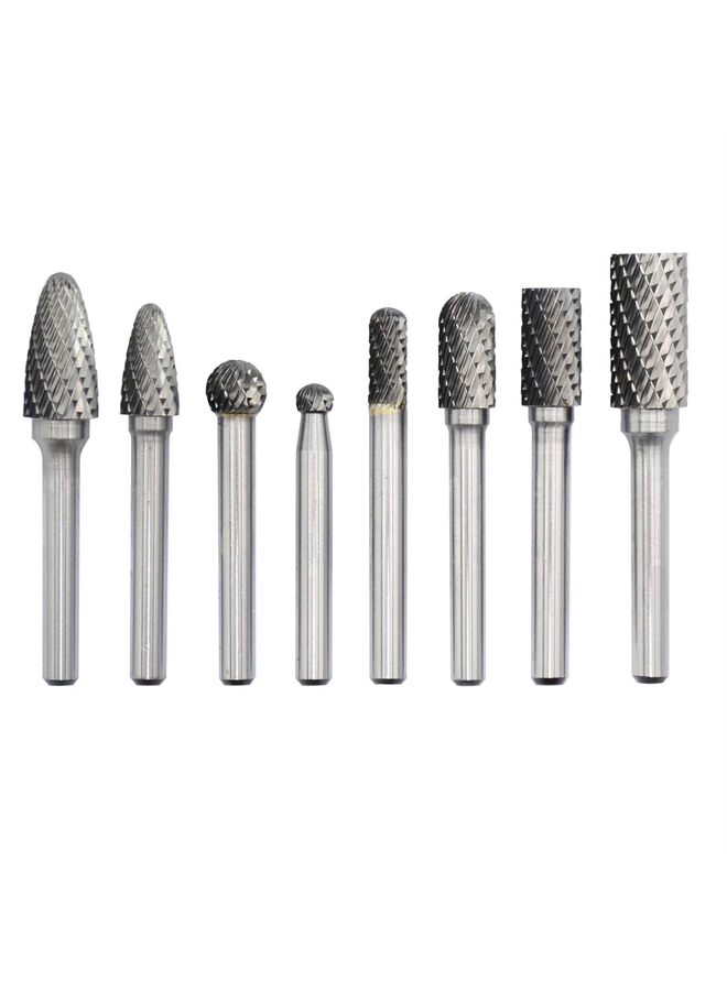 8pcs Carbide Burr Set Solid Power Tools Tungsten Carbide Rotary Files Bits for Die Grinder Metal Wood Carving Engraving Polishing Drilling Grinding Milling Cutting - Image 2