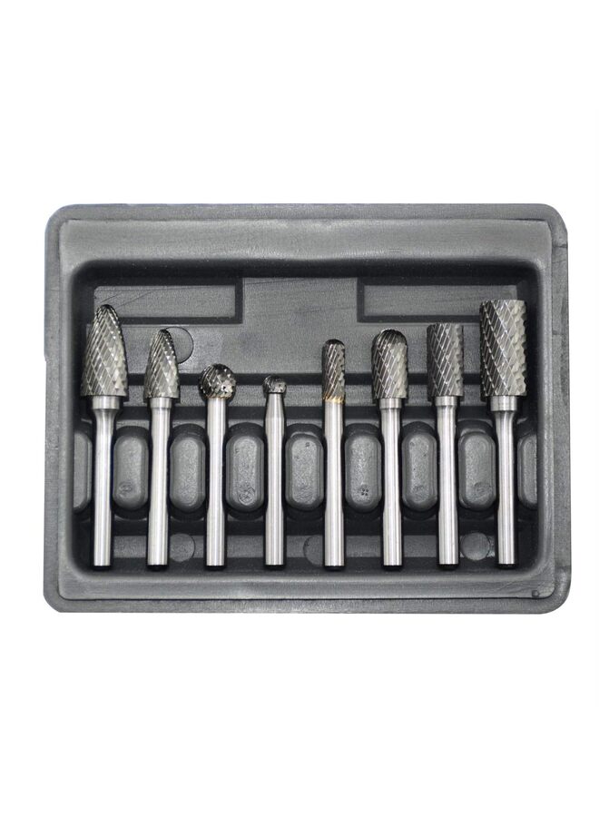 8pcs Carbide Burr Set Solid Power Tools Tungsten Carbide Rotary Files Bits for Die Grinder Metal Wood Carving Engraving Polishing Drilling Grinding Milling Cutting - Image 1