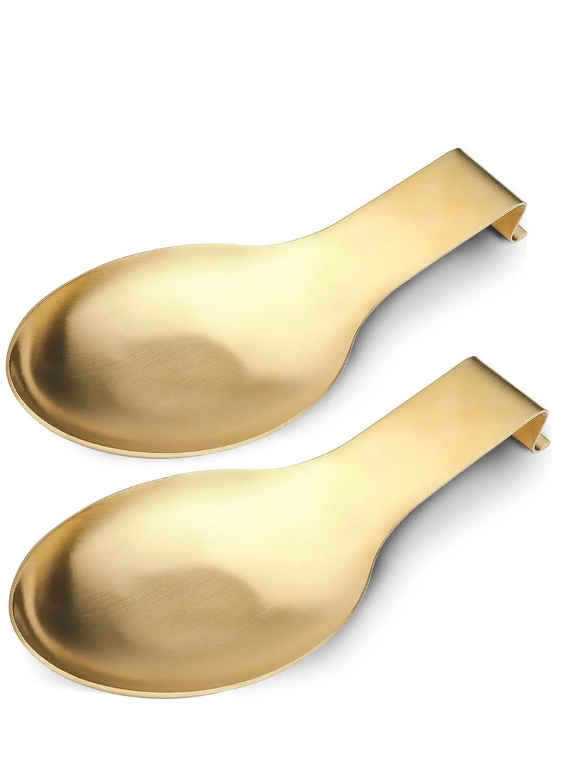 Excefore Gold Spoon Rest for Kitchen Counter, Stainless Steel Spoon Holder for Stove Top, Spatula Ladle Spoon Utensils Holder, Gold Kitchen Accessories  - Image 1