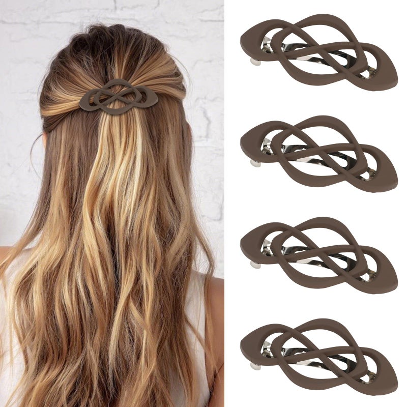 Amariver Hair Barrettes for Women 4packs Brown Hair Clips French Barrette Vintage HairClips f Stylish Accessories for Women Girls - Image 1