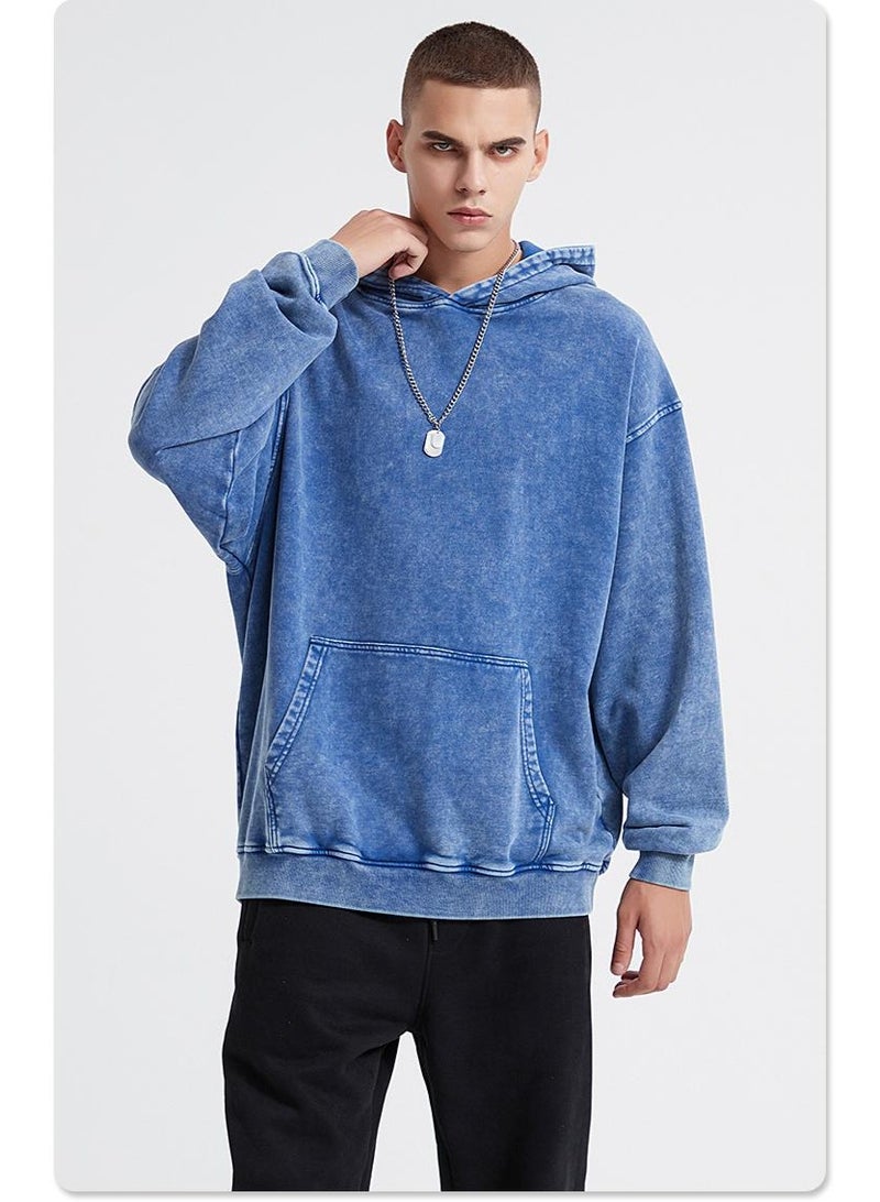 NIBEMINENT American Retro  Sweatshirt for Men and Women Spring and Autumn Washed Vintage  Loose Hooded Jacket - Image 3