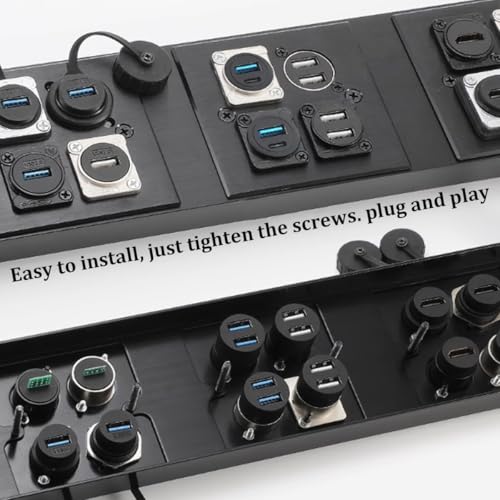 PENGLIN 2PCS Dual USB Panel Mount Adapter,USB-C 3.1 & USB 3.0 Female to Female Connector,USB A & Type C Feedthrough Bulkhead Socket for Car/Home/Industrial Use - Image 5