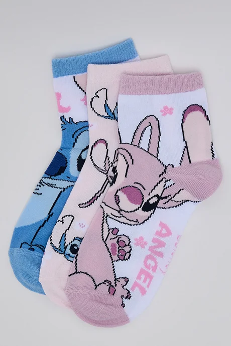 R&B 3 Pack Angel Print Ankle Socks