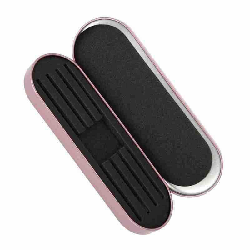 Eyelash Extension Tweezers Organizer: Rose Red Tinplate Material, Durable Slot Design, Small Portable Storage Box - Holds 4pcs Tweezers for Eyelash & Makeup Tool Storage - Image 3