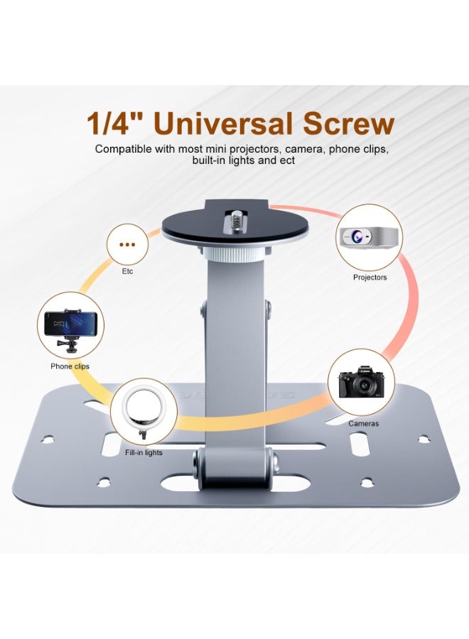 Bukela 3-in-1 Mini Projector Stand, Foldable, Easy Setup, Portable and 180° Adjustable, Projector Mount Compatible with Aurzen Projectors, for Table/Wall/Ceiling/Outdoor（¼-Inch Screw, Silver） - Image 5