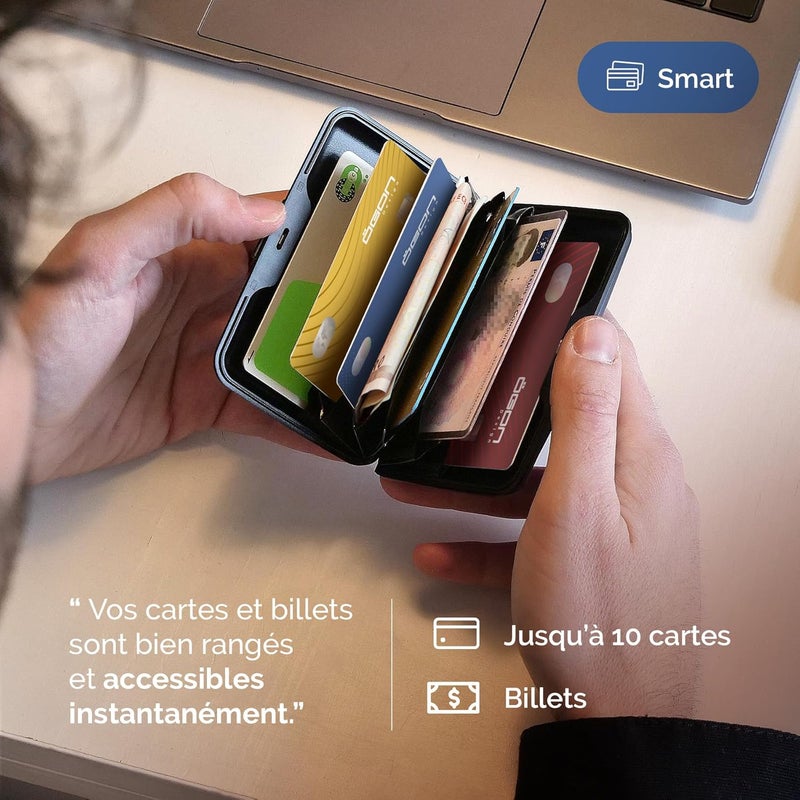 حافظة بطاقات ألومنيوم مع مشبك معدني، حماية RFID من الاحتيال وإزالة المغنطة، محفظة مدمجة، موديل Smart Case Stockholm، نقش باندانا أزرق، مقاس واحد - Image 2