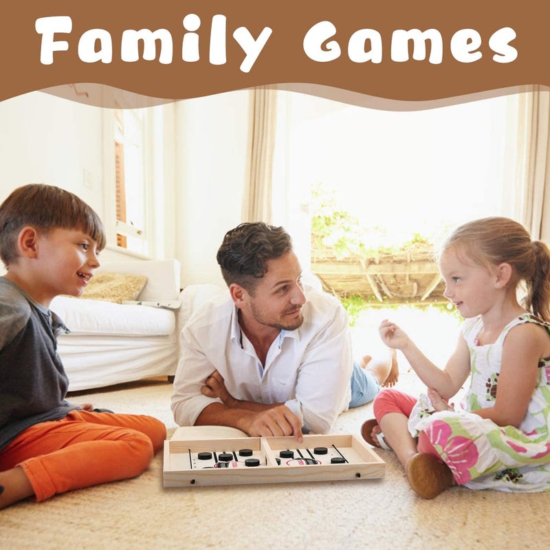 Orlenic Fast Slingpuck Board Game for Kids and Adults – Wooden 2-Player Tabletop Puck Game for Family Game Night, Parent-Child Interaction, Hand-Eye Coordination, Portable Reversible Board Toy - Image 3