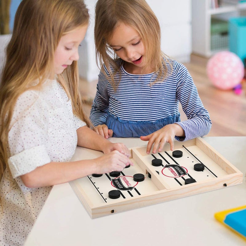 Orlenic Fast Slingpuck Board Game for Kids and Adults – Wooden 2-Player Tabletop Puck Game for Family Game Night, Parent-Child Interaction, Hand-Eye Coordination, Portable Reversible Board Toy - Image 2